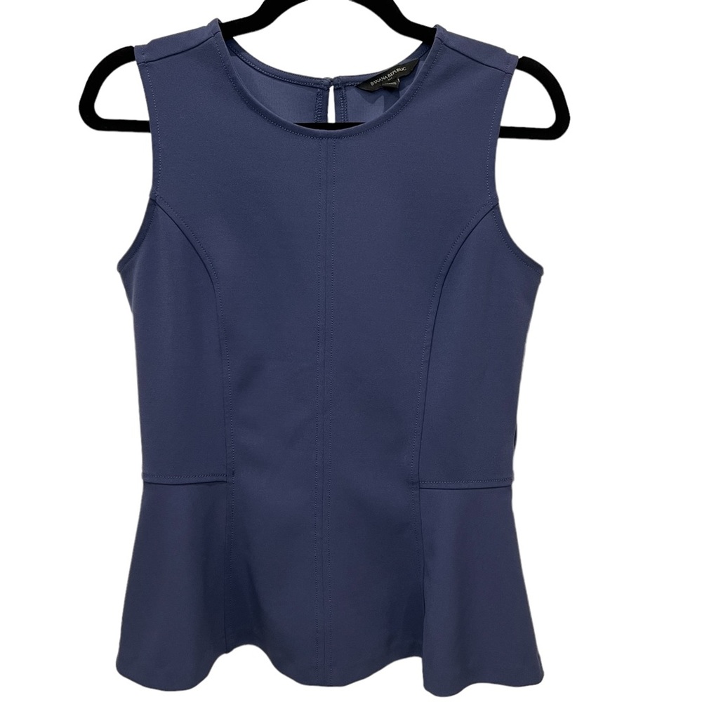 Dark Blue Navy Banana Republic Peplum Sleeveless Blouse - size 4